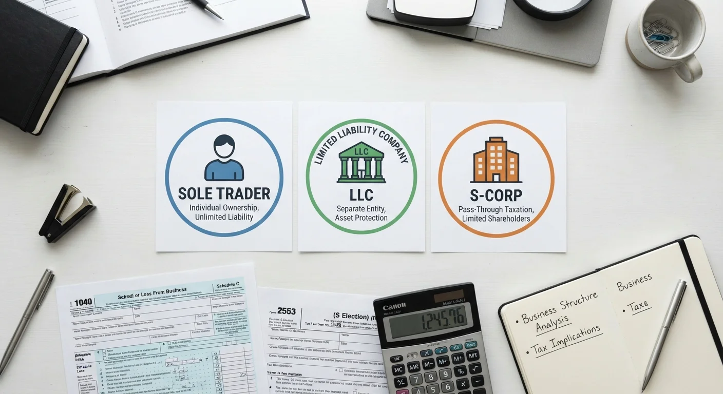 Entity Structure and Your Tax Bill: Sole Trader, LLC, and S-Corp Compared